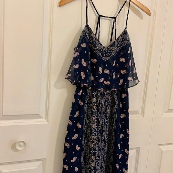 Princess Vera Wang Blue Pink Paisley Print Sleeveless Maxi Dress Medium - Picture 4 of 11